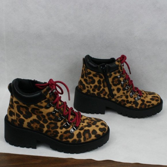 Skechers Brown & Black Leopard Print Ankle Boots w/ Side Zipper SZ 7 NWOT - Picture 5 of 9